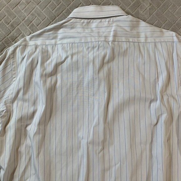 Tommy Hilfiger Mens Large Dress Shirt Regular Fit White Striped Long Sleeve - Picture 14 of 16